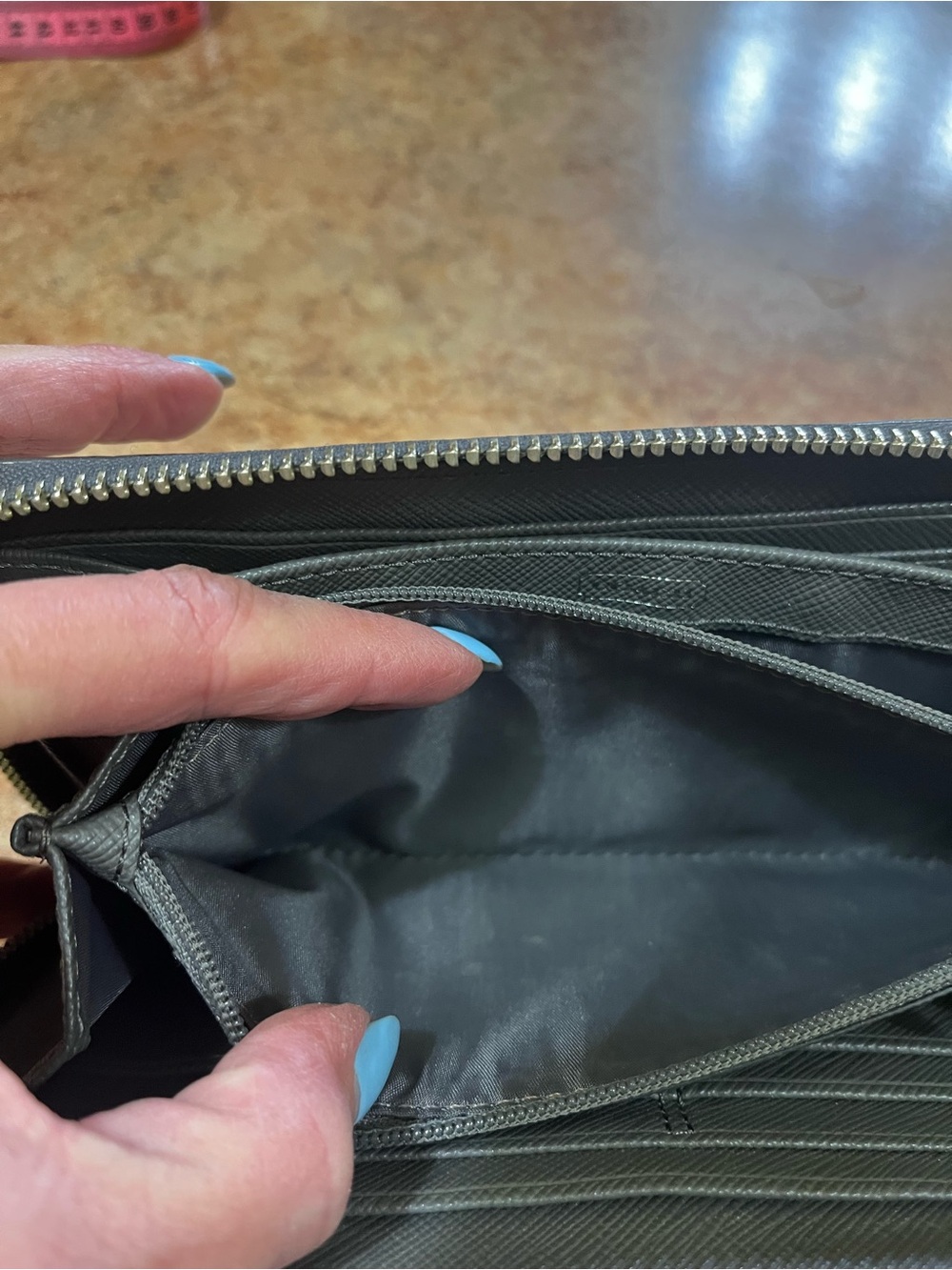 Coach Gray Signature Zip Wallet - Picture 4 of 6